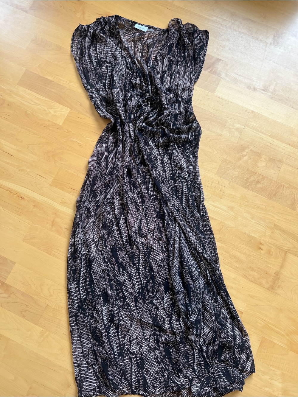 Calvin Klein Black and Brown Printed Maxi Coverup